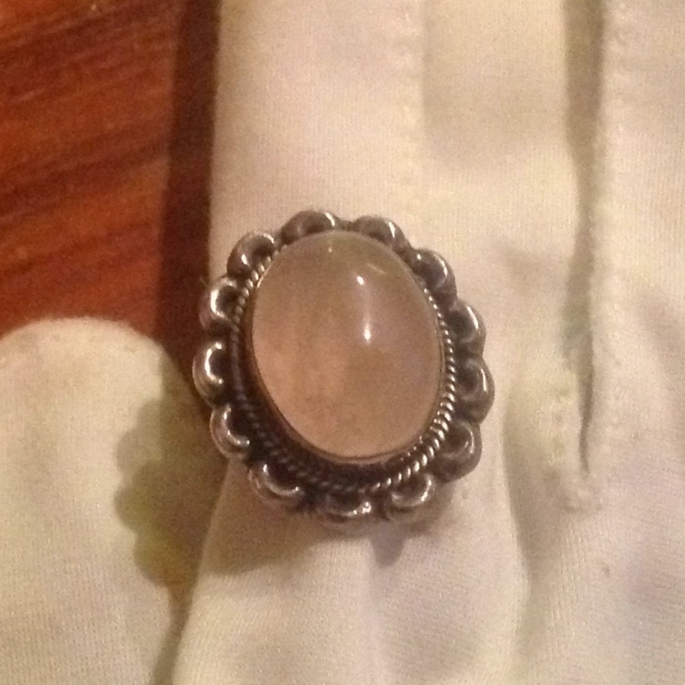 925 Sterling silver light pink stone ring